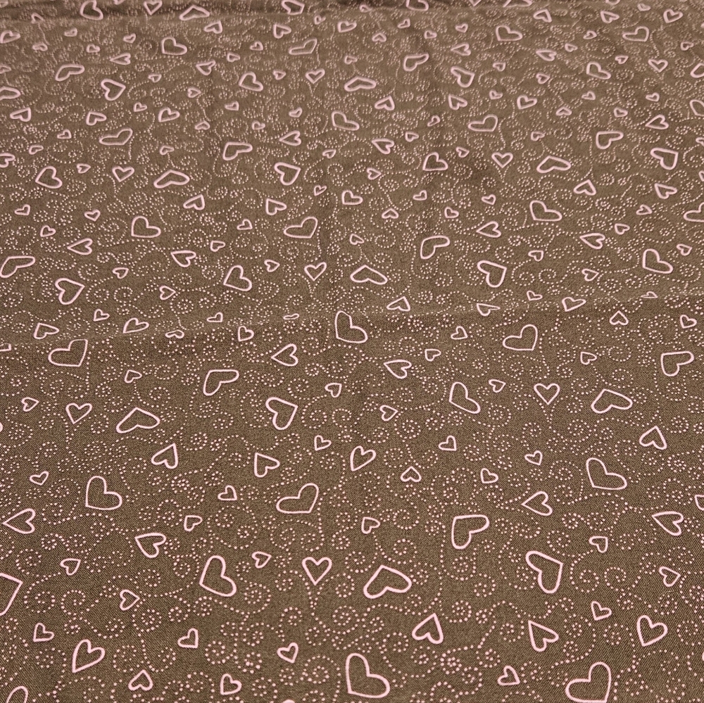 Moda Fabrics Brown Cotton Print with Pink Hearts By The Yard